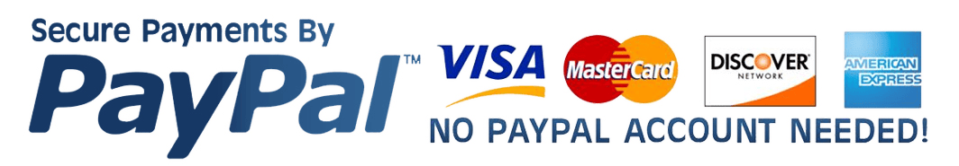 Secure Payment by PayPal. No PayPal account needed!